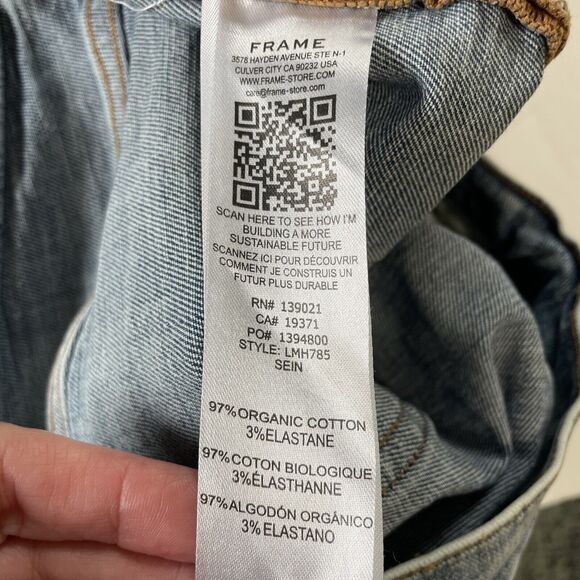 Frame L'Homme Slim Jeans Men’s 34 Hemmed to 28” Light Wash Blue Denim Stretch - Picture 10 of 12